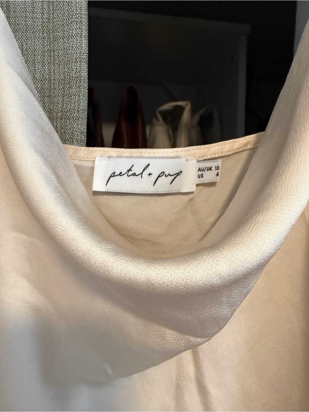 Petal & Pup Satin Cowl Neck Tank in Cream - Picture 2 of 3